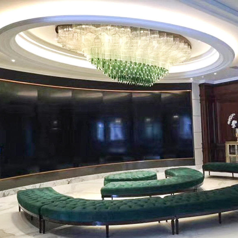 非标豪华酒店宴会厅大堂水晶圆形吸顶灯水滴玻璃工程吊灯定制
