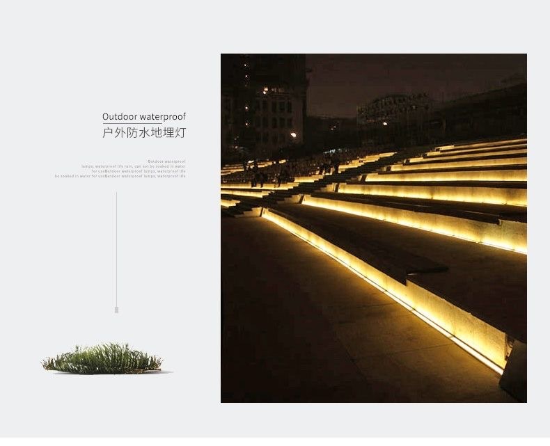 LED长条地埋灯户外防水嵌入式庭院广场公园台阶过道条形埋地灯