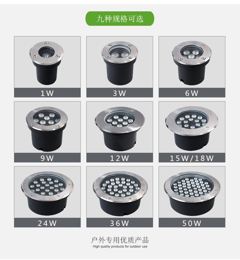 LED户外防水圆形公园地埋灯景观庭院嵌入式不锈钢埋地灯